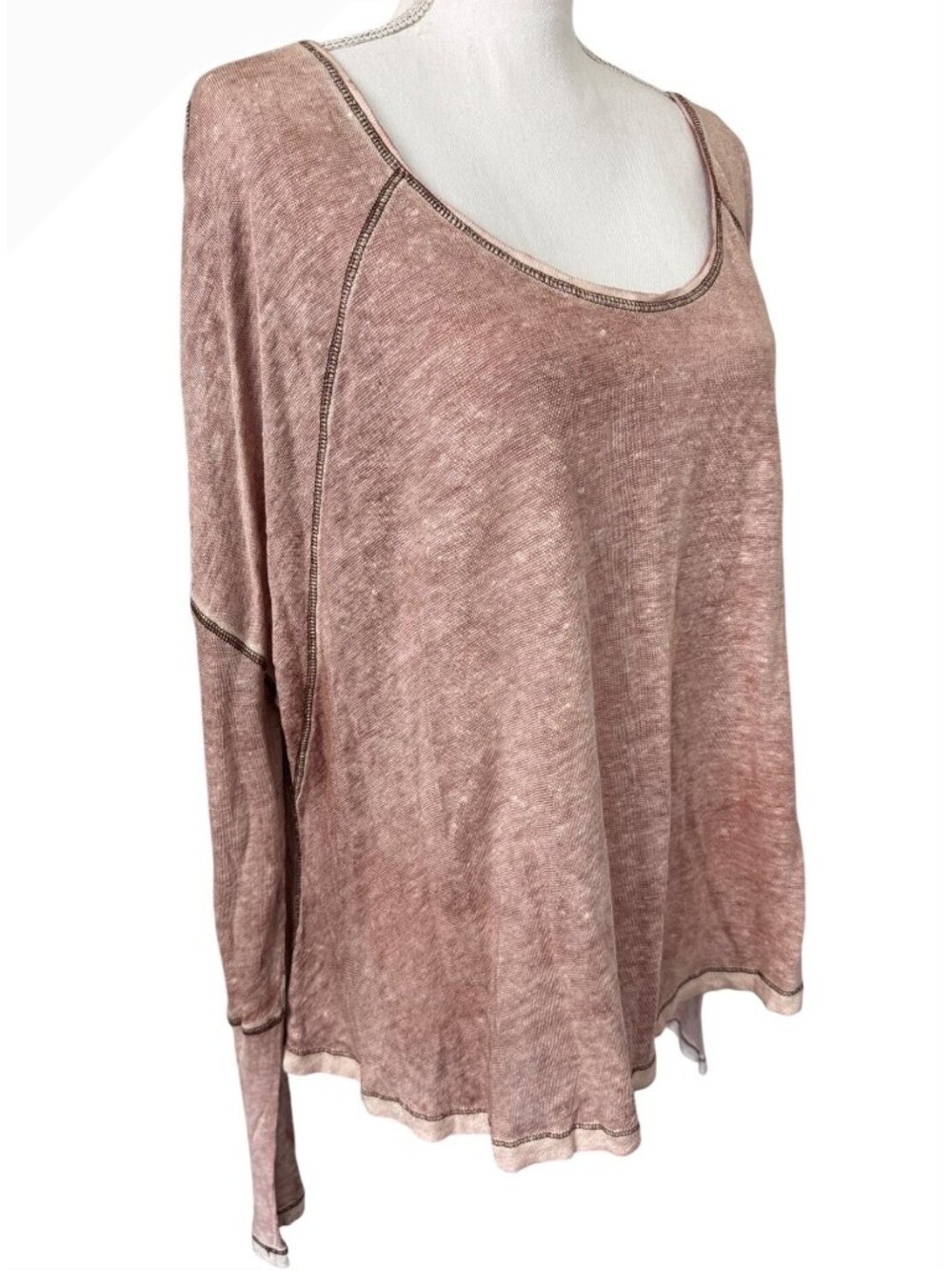 Free People Womens Spice Oversized Linen Blend Top Small Casual Retro Boho